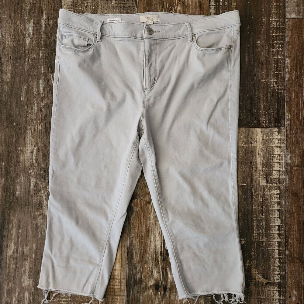 Loft Outlet Woman's Capri Raw Hem High-rise Legging Gray size 14